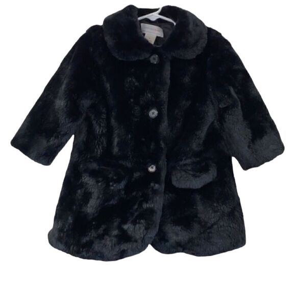 WonderKids Girls Toddler Faux Fur Black Jacket(Size 2T) - Picture 1 of 5
